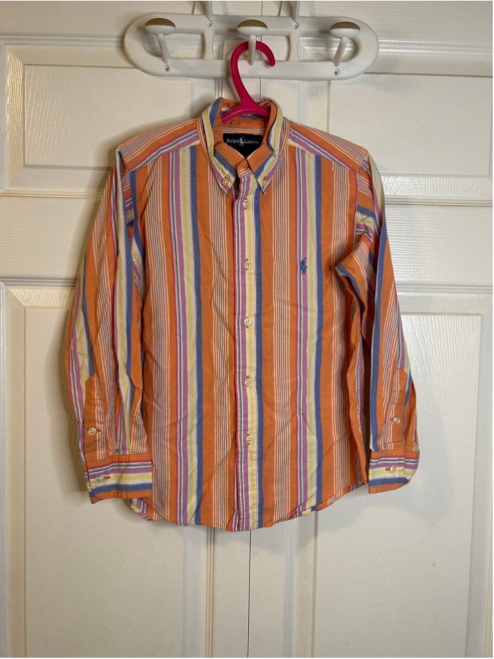 Ralph Lauren Boys striped collared button up short sleeved shirt 6